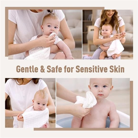 Muslin Burp Cloths for Baby 10 Pack 100% Cotton Baby Washcloths for Boys Girls - Picture 4 of 6